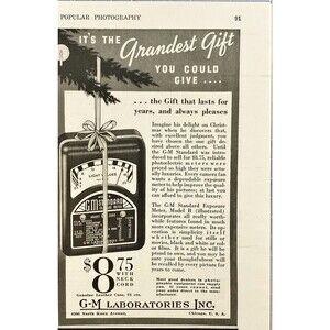 G-M Laboratories Standard Exposure Meter "The Gift That Lasts For Years" Ad 1941